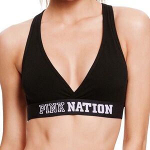 Victoria’s Secret PINK Nation Crop Unlined Bralette Size Small Black